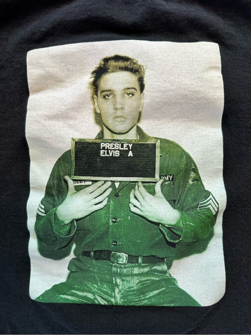 ELVIS Army Portrait Short-Sleeve Tee - Black Cotton with printed Graphic